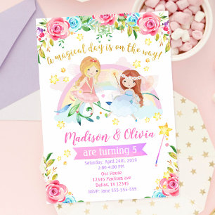 Invitation d'anniversaire fée / Fête conjointe de 