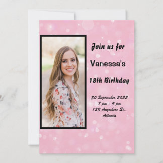 Invitation d'anniversaire féminine rose