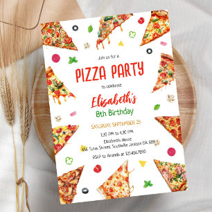 Invitation d'anniversaire fête de pizza