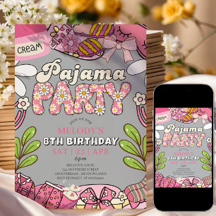 Invitation d'anniversaire Fête en pyjama Marguerit