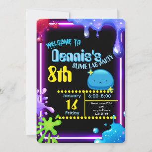 Invitation d'anniversaire Fête Enfants Slime Goutt