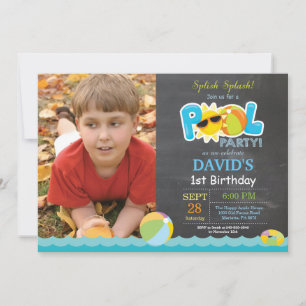 Invitation d'anniversaire Fête Piscine Garçon Spli