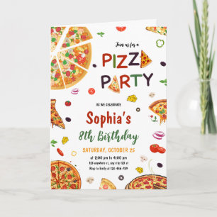 Invitation d'anniversaire Fête Pizza, Anniversaire