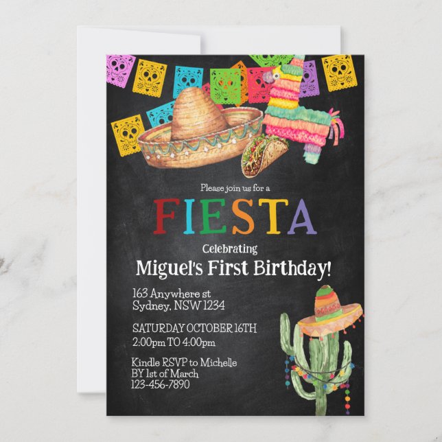 Invitation d'anniversaire Fiesta (Devant)