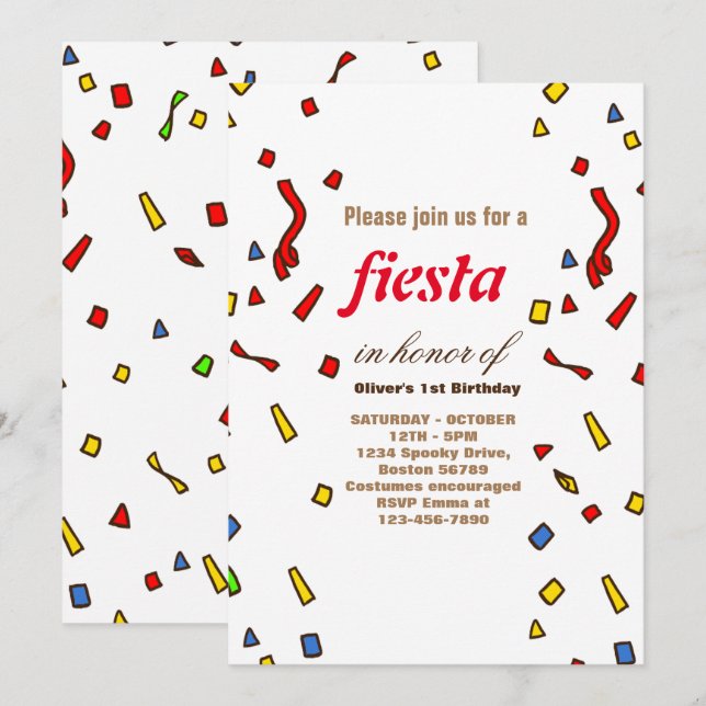 Invitation d'anniversaire Fiesta Chalkboard mexica (Devant / Derrière)
