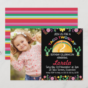 Invitation d'anniversaire Fiesta Taco pour les fil