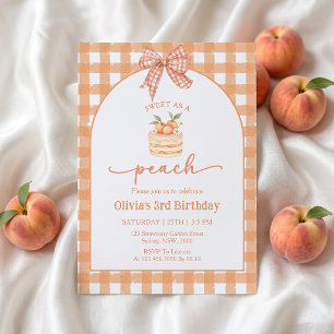 Invitation d'anniversaire fille à ruban gingham pê