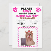 INVITATION D'ANNIVERSAIRE FILLE ANIMAL ROSE PATTE 