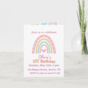 Invitation d'anniversaire fille Arc-en-ciel Bohème