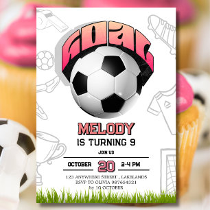 Invitation d'anniversaire fille ballon de football
