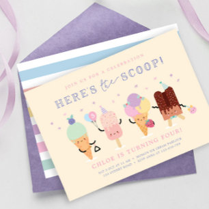 Invitation d'anniversaire fille glace, Cônes de gl