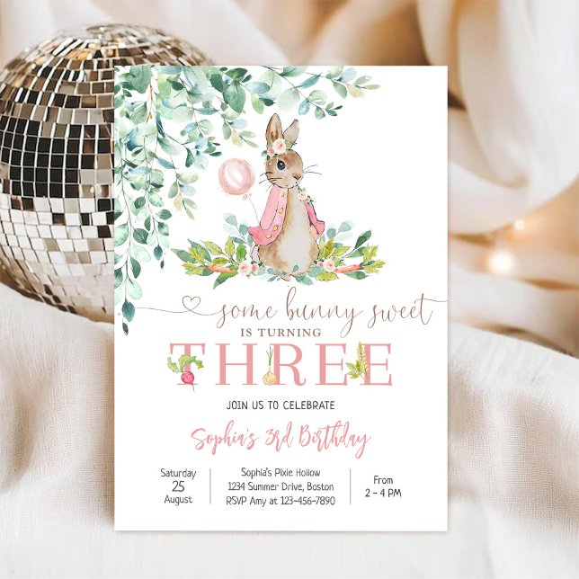 Invitation d'anniversaire fille lapin (Créateur téléchargé)