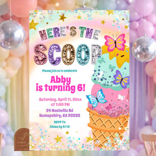 Invitation d'anniversaire fille pastels et paillet