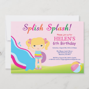 Invitation d'anniversaire fille pour fête à la pis