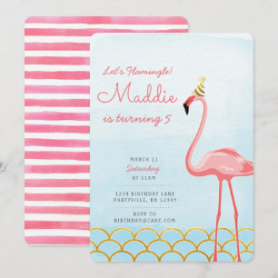 Invitation d'anniversaire Flamant rose