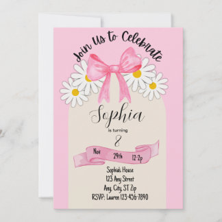Invitation d'anniversaire Fleur de marguerite et n