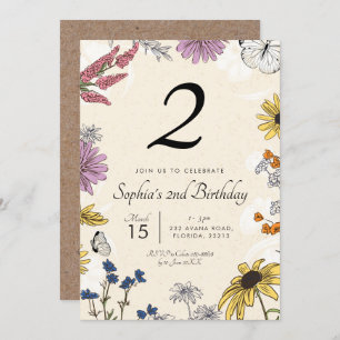 Invitation d'anniversaire fleur sauvage