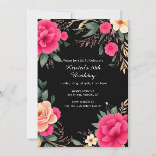 Invitation d'anniversaire florale