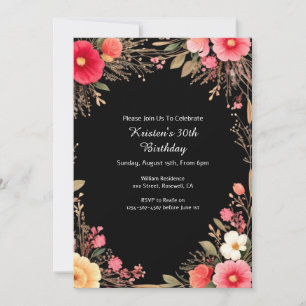 Invitation d'anniversaire florale