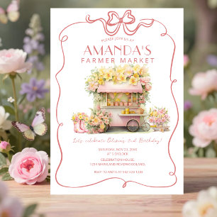 Invitation d'anniversaire florale au marché fermie