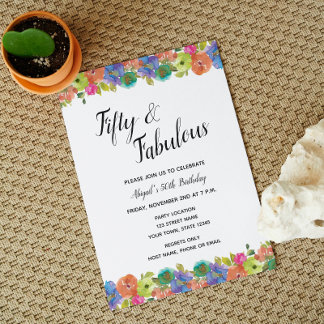Invitation d'anniversaire florale brillante
