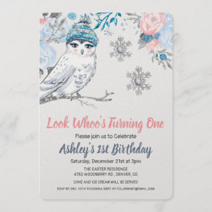 Invitation d'anniversaire florale de hibou pour to