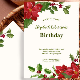 Invitation d'anniversaire florale élégante sans âg