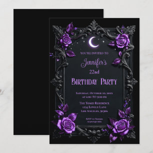 Invitation d'anniversaire florale gothique violett
