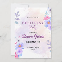 Invitation d'anniversaire florale personnalisée
