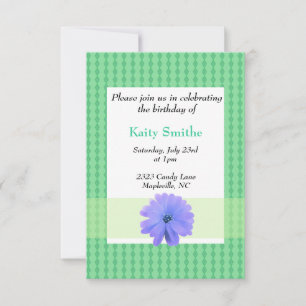 Invitation d'anniversaire florale violette et diam