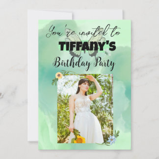Invitation d'anniversaire Flower & Butterfly