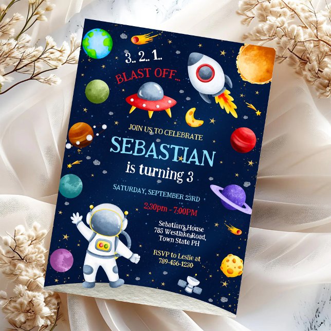 Invitation d'anniversaire Fusée spatiale Astronaut (Créateur téléchargé)