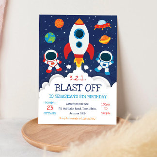 Invitation d'anniversaire Fusée spatiale Astronaut