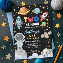 Invitation d'anniversaire Fusée spatiale Deux à la
