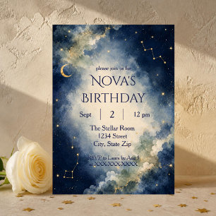 Invitation d'anniversaire Galaxie Céleste Aquare