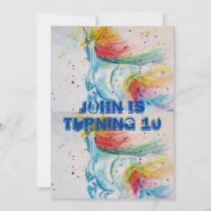 Invitation d'anniversaire garçon aquarelle art lic