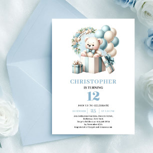Invitation d'anniversaire garçon ballons ours en p
