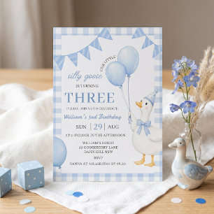 Invitation d'anniversaire garçon bleu à carreaux S