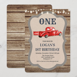 Invitation d'anniversaire garçon camion vintage - 