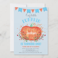 Invitation d'anniversaire garçon citrouille orange