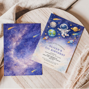 Invitation d'anniversaire garçon galaxie de l'espa