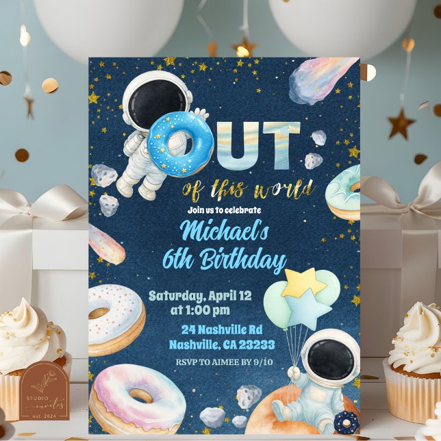 Invitation d'anniversaire garçon gâteaux spatiaux (Créateur téléchargé)