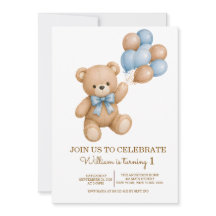 Invitation d'anniversaire garçon ours en peluche p