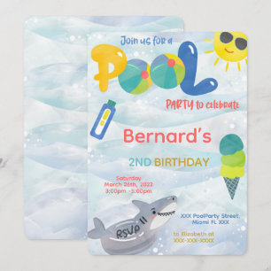 Invitation d'anniversaire garçon piscine