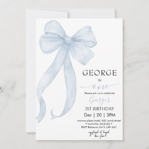Invitation d'anniversaire garçon ruban bleu