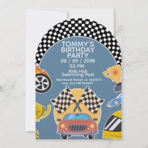 Invitation d'anniversaire garçon thème voitures