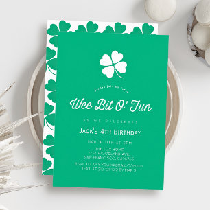 Invitation d'anniversaire garçon vert trèfle de la