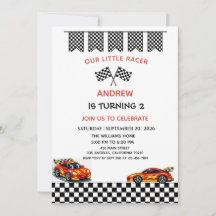 Invitation d'anniversaire garçon voiture de course