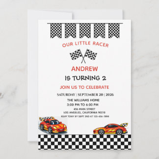 Invitation d'anniversaire garçon voiture de course