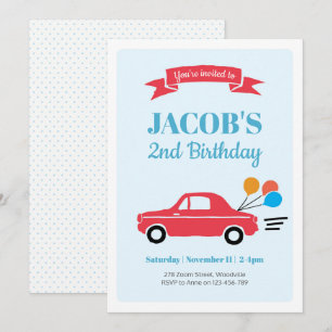 Invitation d'anniversaire garçon voiture pour enfa